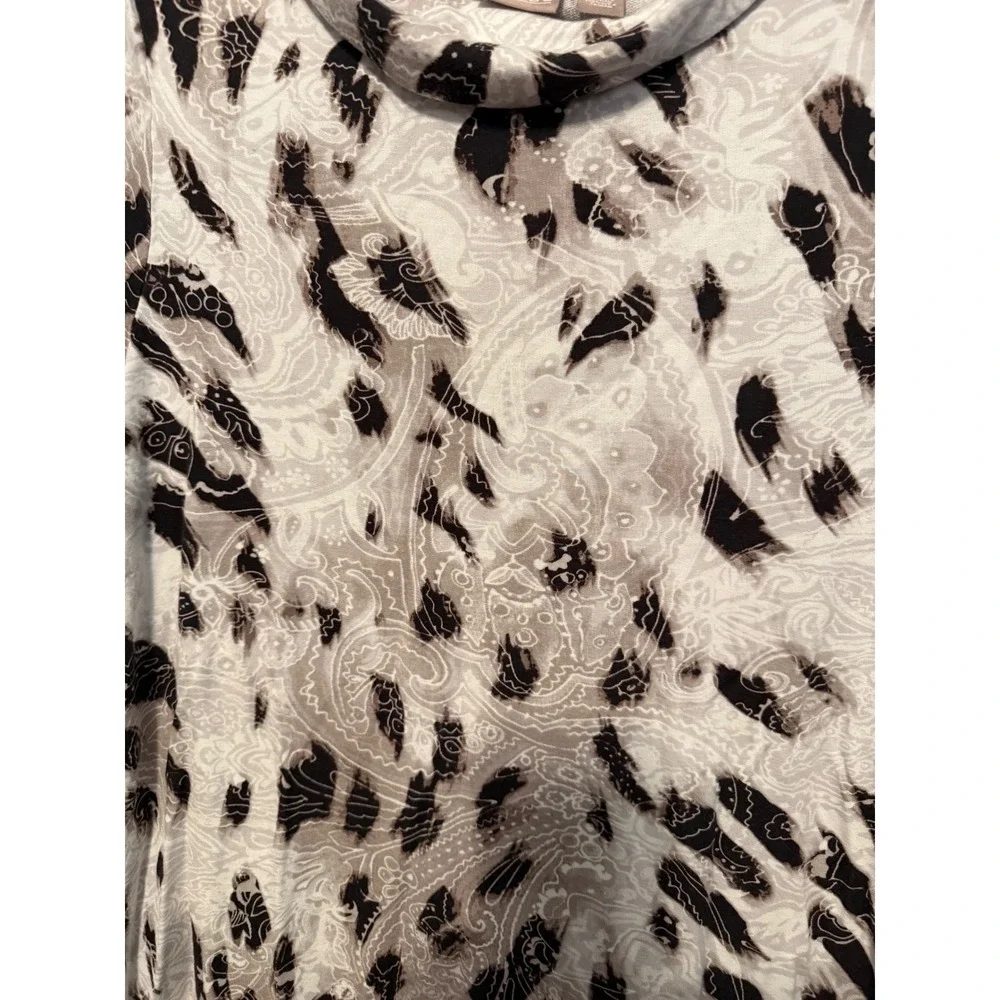 Chicos Size 3 Cowl Neck Long‎ Sleeve Abstract Print Top Women's